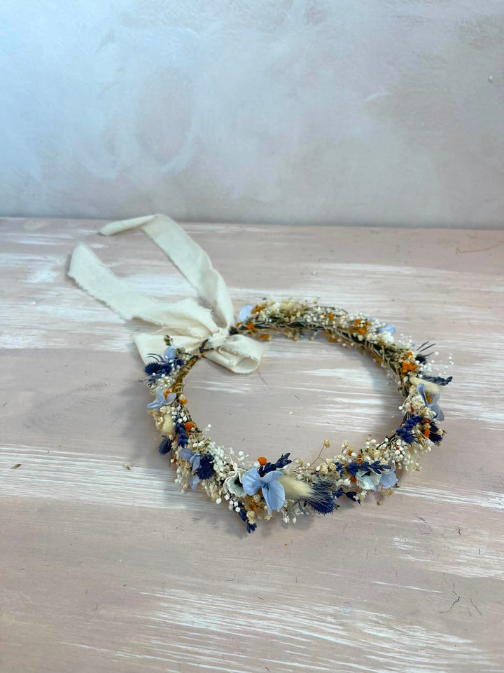 Rustic Wedding Flower Crown – Fabric Anemones, Hydrangea, Lavender and Dried Botanicals