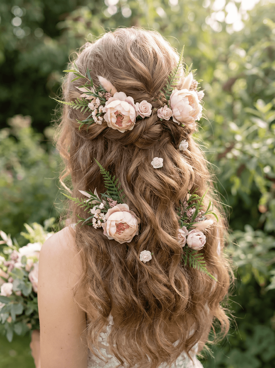 Blush Flower Hairpins: Boho Bridal Hair Accessories – handmade floral hair accessory by magaela