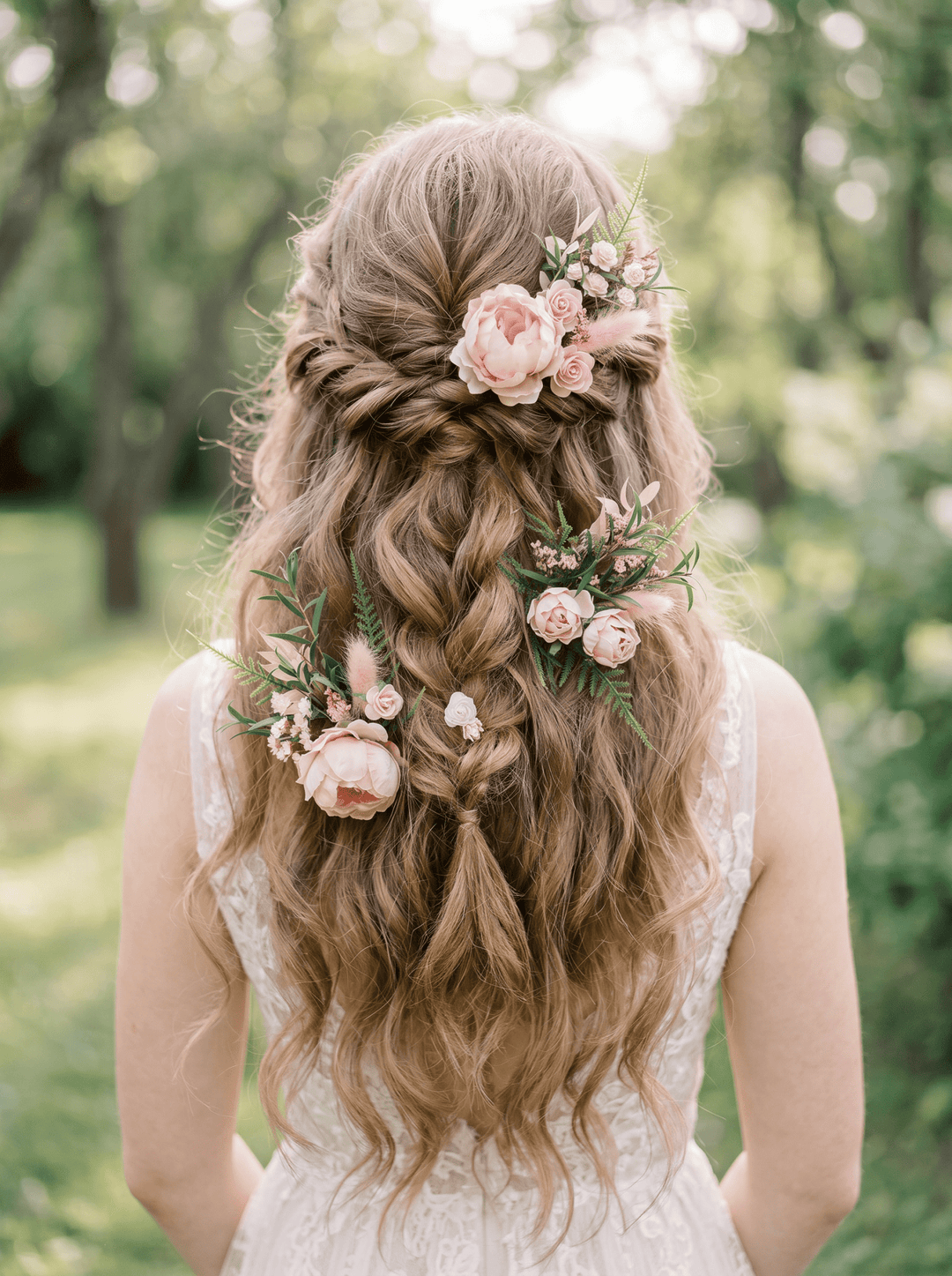 Blush Flower Hairpins: Boho Bridal Hair Accessories – handmade floral hair accessory by magaela