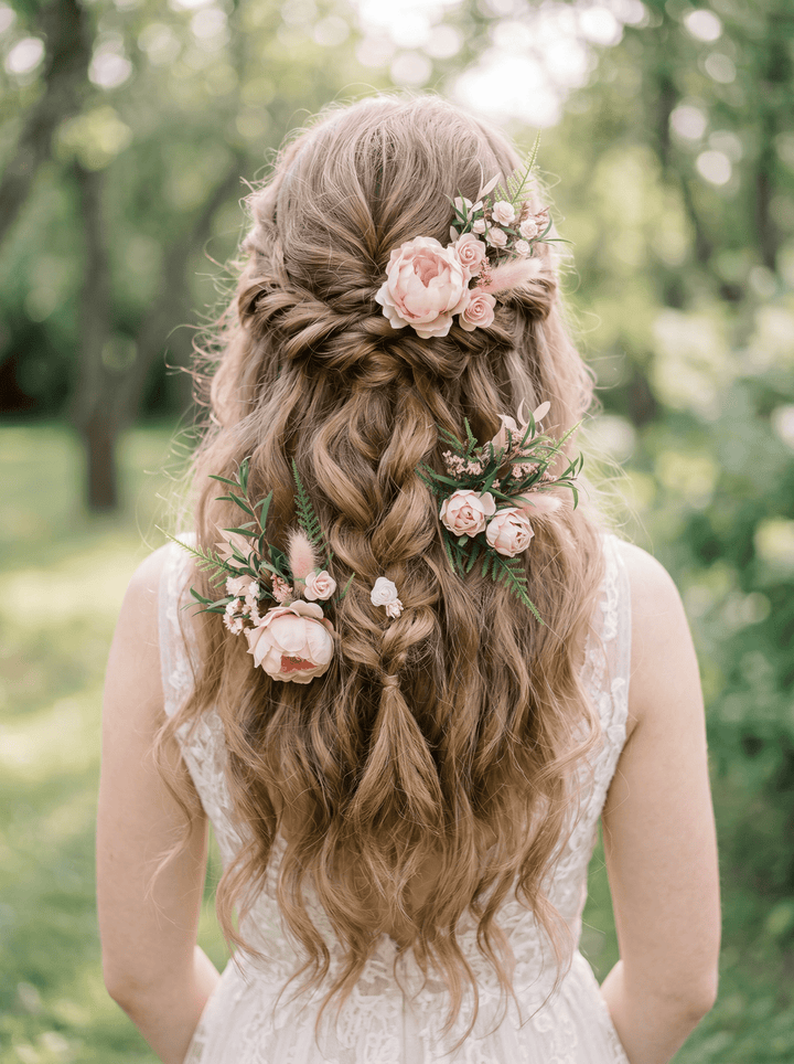Blush Flower Hairpins: Boho Bridal Hair Accessories – handmade floral hair accessory by magaela