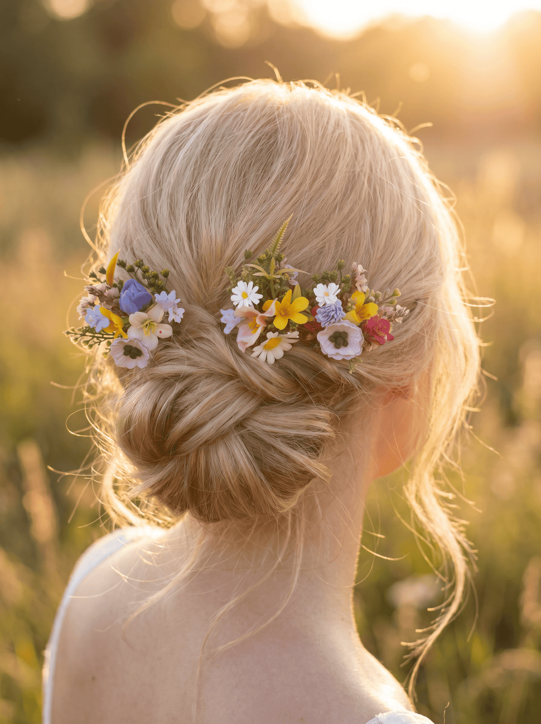 Meadow Flower Hair Pin: Cottagecore Bridal Hair Clip – handmade floral hair accessory by magaela
