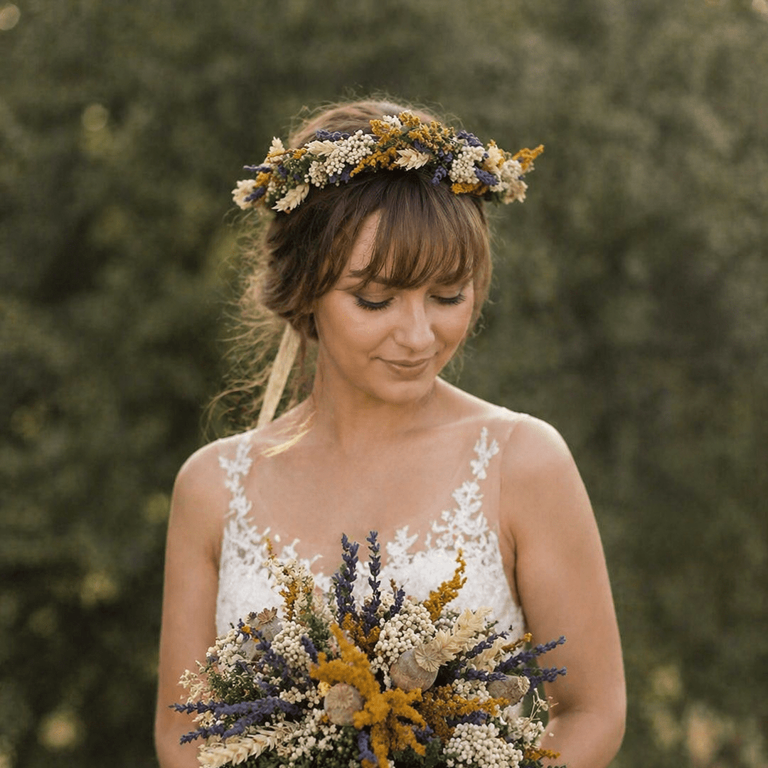 Preserved Lavender Wedding Bouquet: Small Rustic Bridal Bouquet – handmade floral hair accessory by magaela