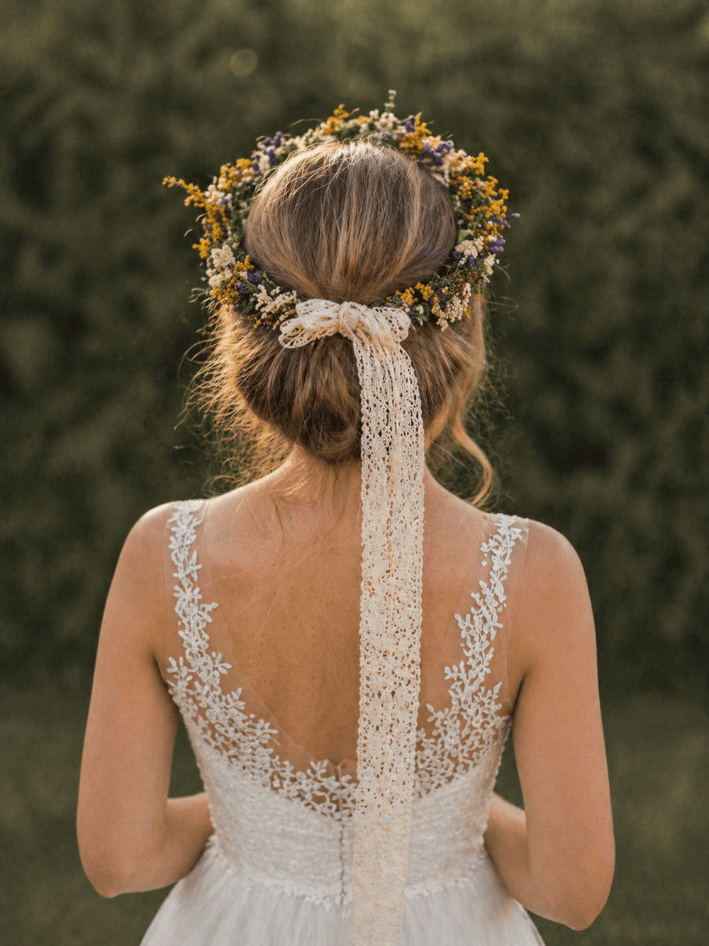 Preserved Flower Wedding Crown: Lavender & Wheat Hair Wreath – handmade floral hair accessory by magaela