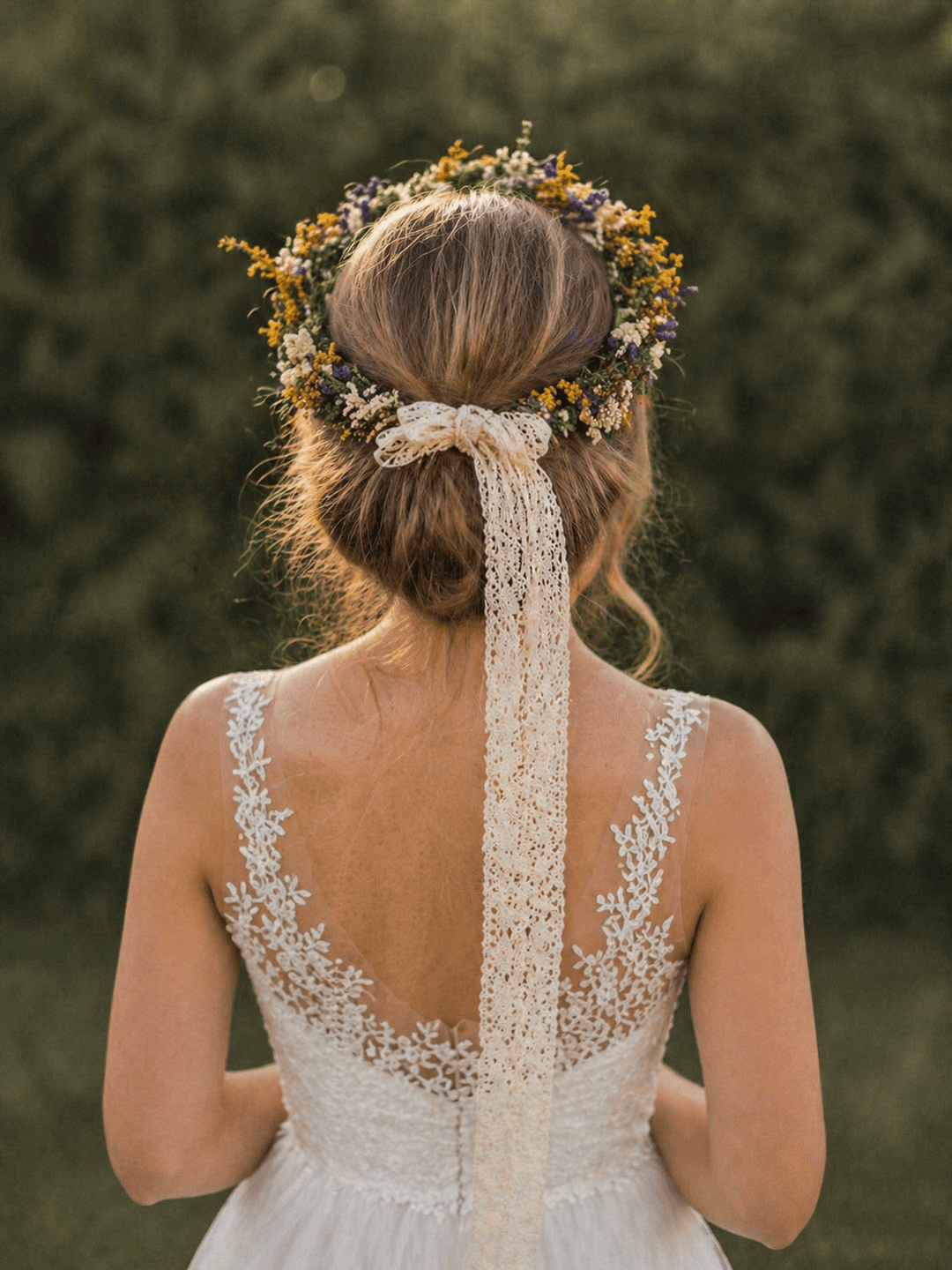 Preserved Flower Wedding Crown: Lavender & Wheat Hair Wreath – handmade floral hair accessory by magaela
