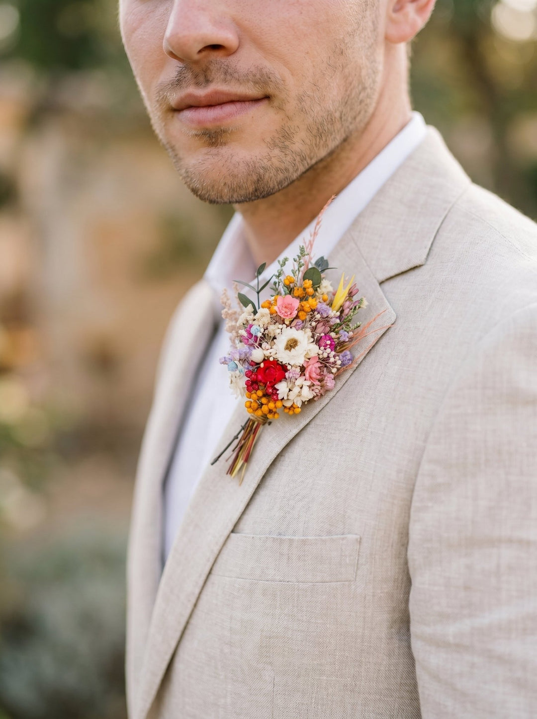 Rustic Meadow Boutonniere: Preserved Wildflower Groomsmen Corsage – handmade floral hair accessory by magaela