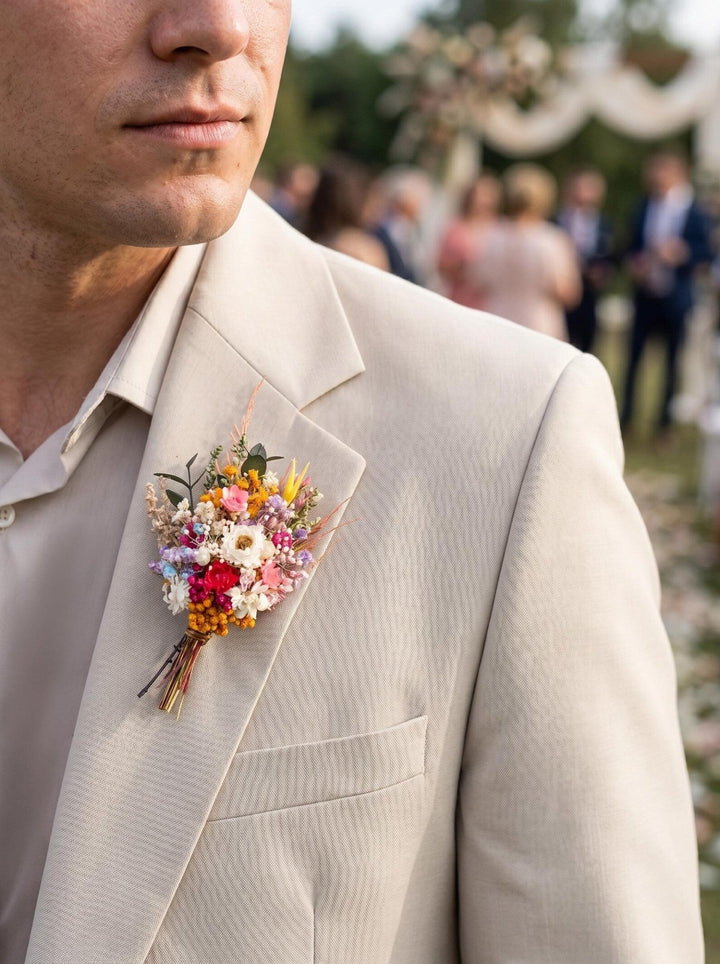 Rustic Meadow Boutonniere: Preserved Wildflower Groomsmen Corsage – handmade floral hair accessory by magaela