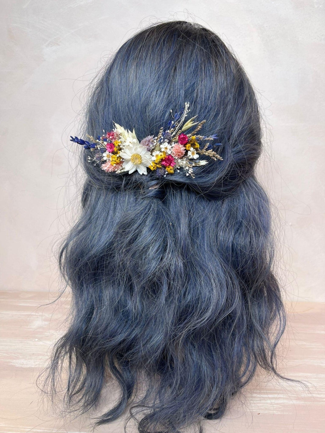 Wildflower Bridal Hair Comb – Rustic Dried Flower Wedding Hair Accessory – handmade floral hair accessory by magaela