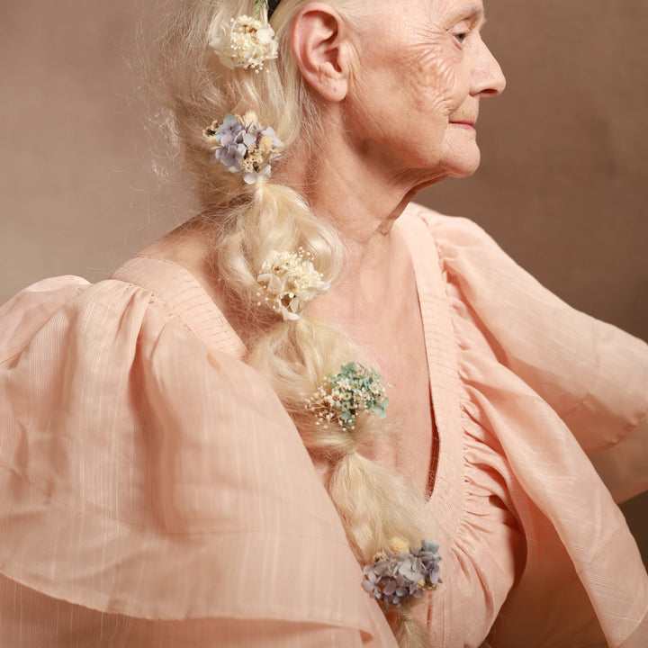 Dried Flower Hair Pins – Mint, Baby Blue and Off - White Wedding Hairpins – handmade floral hair accessory by magaela
