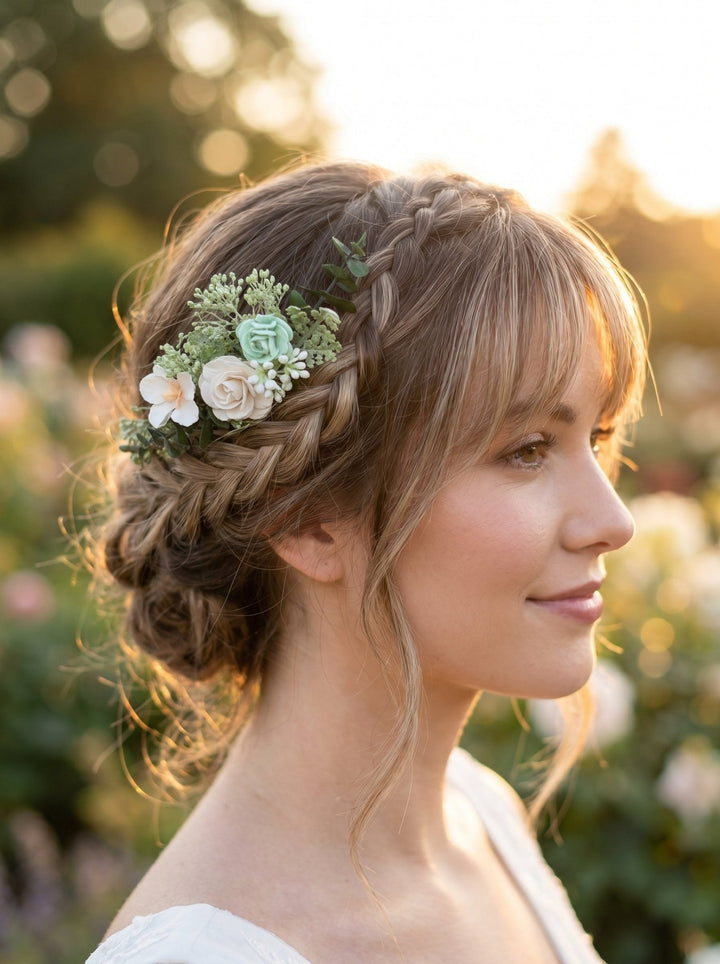 Mint Rose Flower Hair Comb: Sage Green Wedding Bridal Accessory – handmade floral hair accessory by magaela