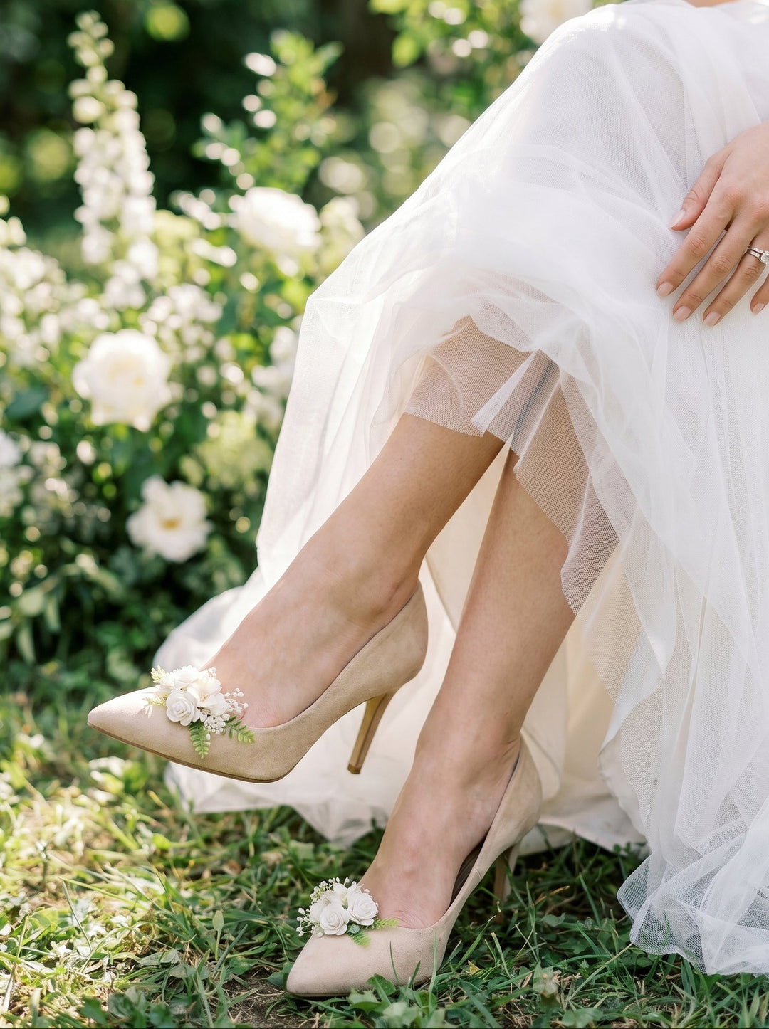 Ivory Flower Shoe Clips: Bridal Wedding Accessories – handmade floral hair accessory by magaela