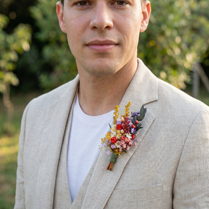 Wildflower Boutonniere: Rustic Summer Wedding Corsage – handmade floral hair accessory by magaela