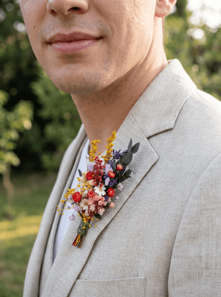 Wildflower Boutonniere: Rustic Summer Wedding Corsage – handmade floral hair accessory by magaela