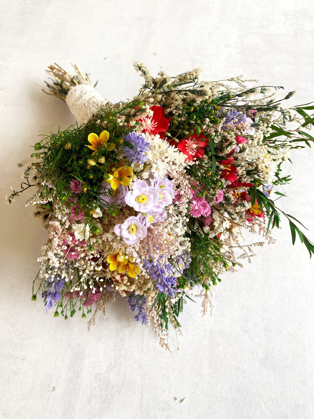 Wildflower Bridal Bouquet – Small Meadow Wedding Bouquet – handmade floral hair accessory by magaela