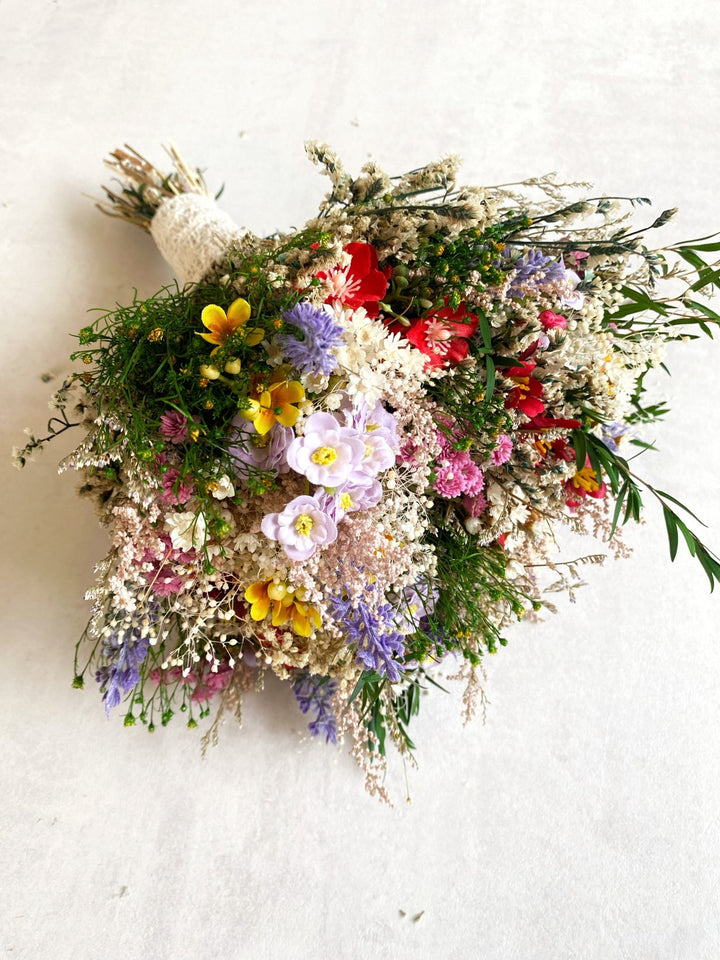 Wildflower Bridal Bouquet – Small Meadow Wedding Bouquet – handmade floral hair accessory by magaela