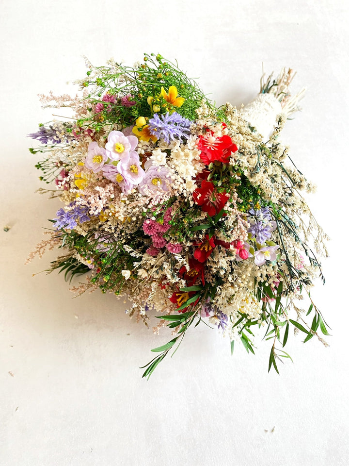 Wildflower Bridal Bouquet – Small Meadow Wedding Bouquet – handmade floral hair accessory by magaela