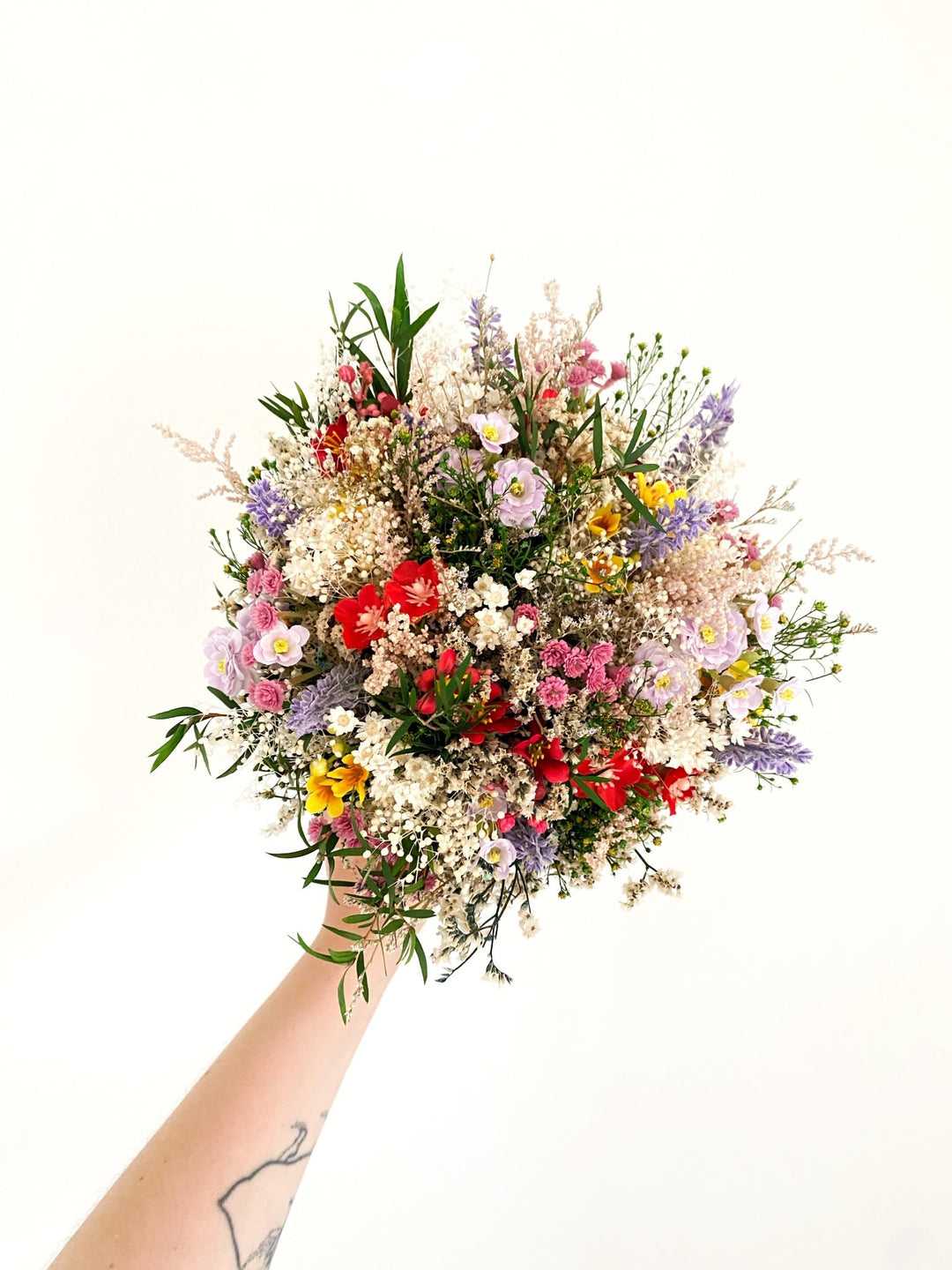 Wildflower Bridal Bouquet – Small Meadow Wedding Bouquet – handmade floral hair accessory by magaela