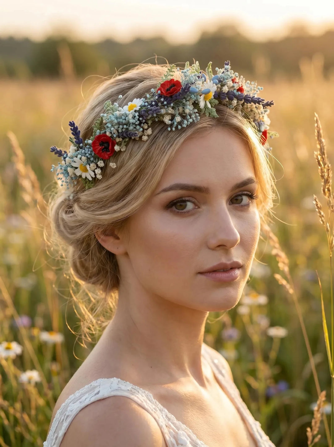 Blue Flower Headband: Meadow Wedding Hair Accessory – handmade floral hair accessory by magaela