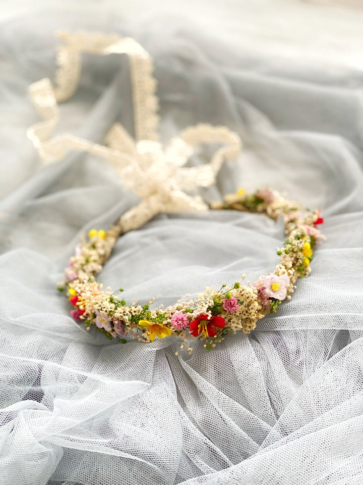 Wildflower Half Crown – Meadow Bridal Flower Half Wreath – handmade floral hair accessory by magaela