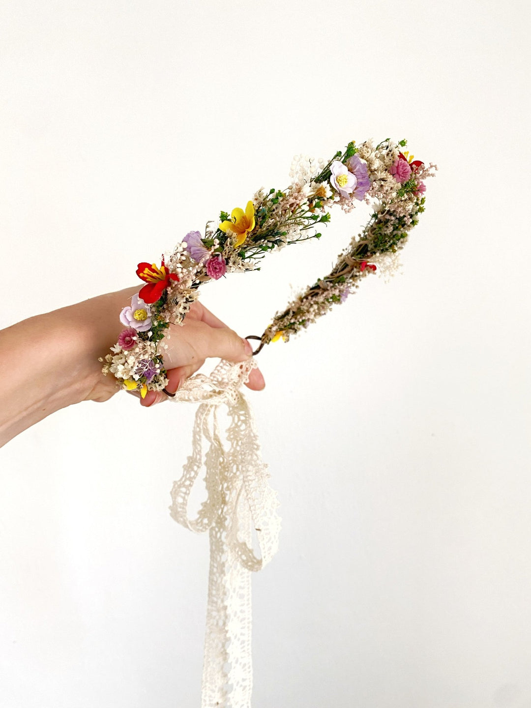 Wildflower Half Crown – Meadow Bridal Flower Half Wreath – handmade floral hair accessory by magaela