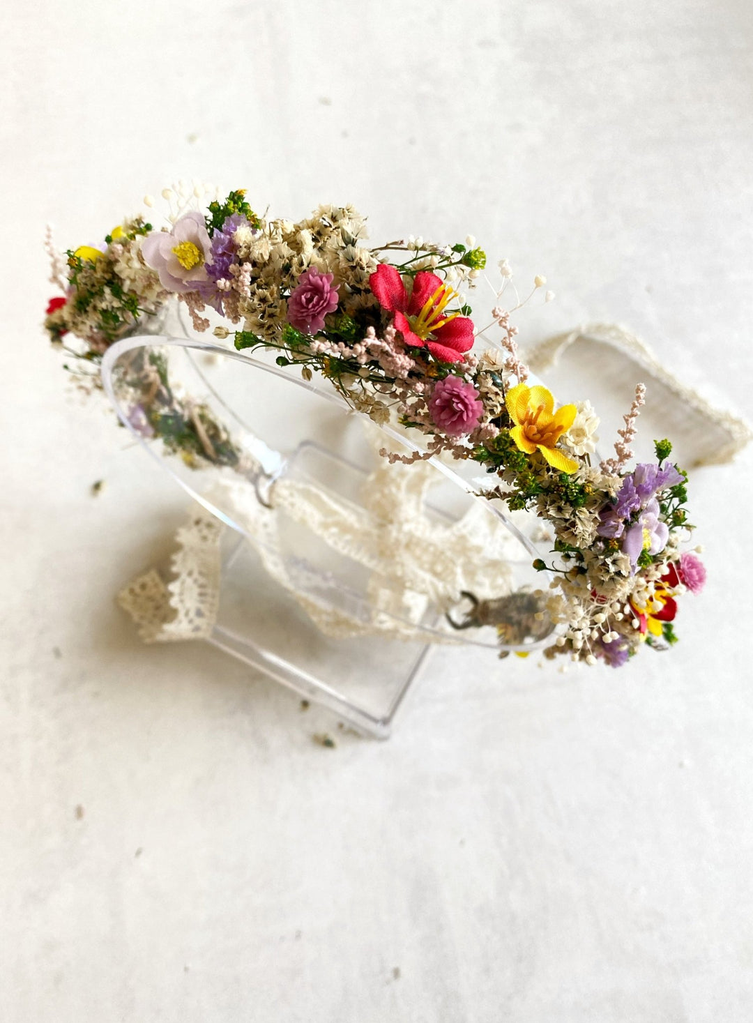 Wildflower Half Crown – Meadow Bridal Flower Half Wreath – handmade floral hair accessory by magaela