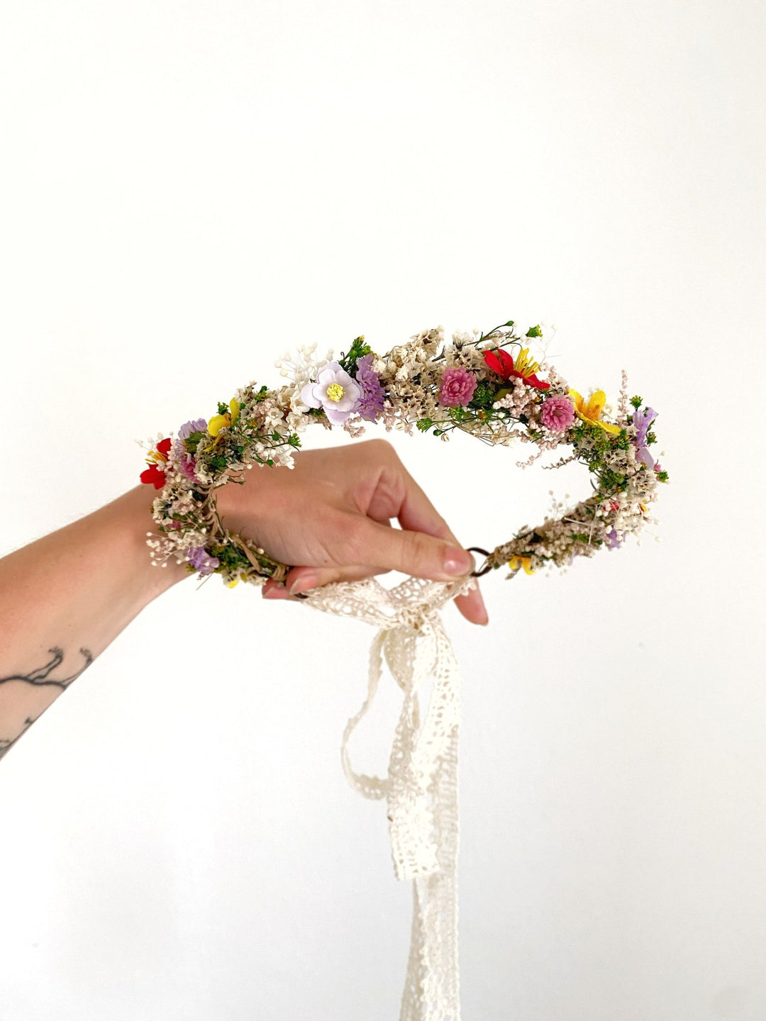 Wildflower Half Crown – Meadow Bridal Flower Half Wreath – handmade floral hair accessory by magaela