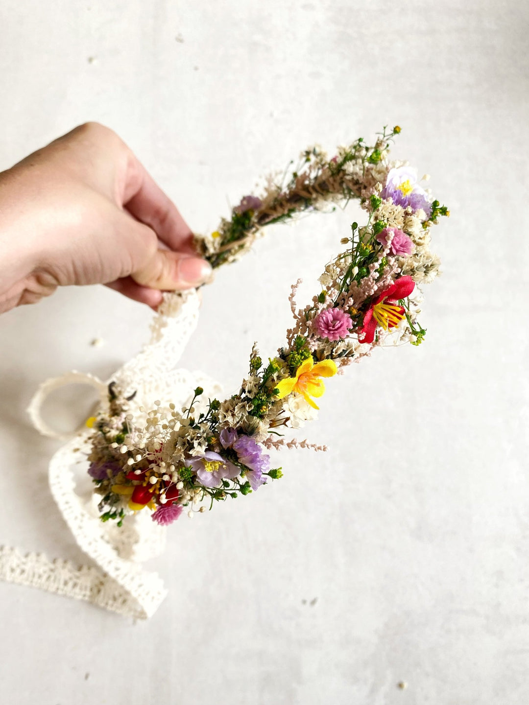 Wildflower Half Crown – Meadow Bridal Flower Half Wreath – handmade floral hair accessory by magaela