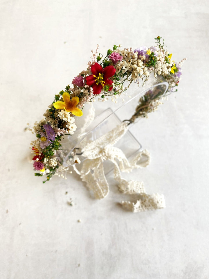 Wildflower Half Crown – Meadow Bridal Flower Half Wreath – handmade floral hair accessory by magaela