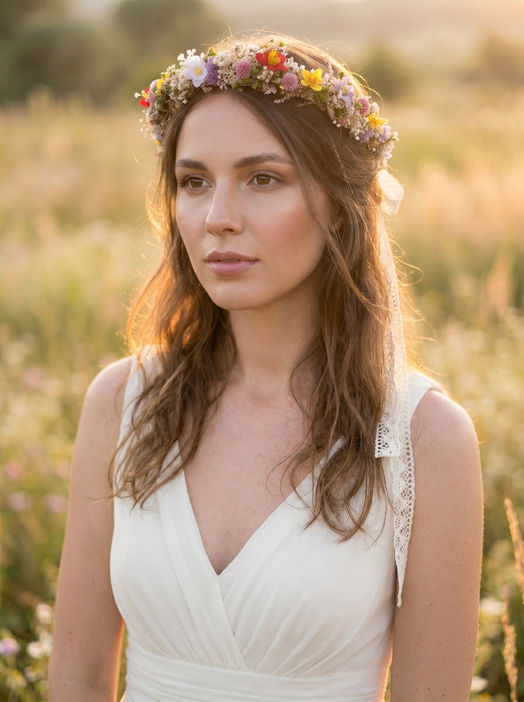 Wildflower Half Crown – Meadow Bridal Flower Half Wreath – handmade floral hair accessory by magaela