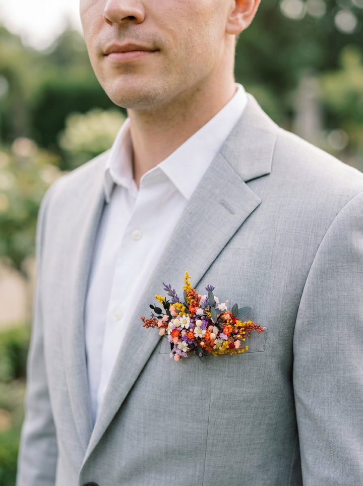 Wildflower Pocket Boutonniere: Groom Accessory, Garden Wedding – handmade floral hair accessory by magaela