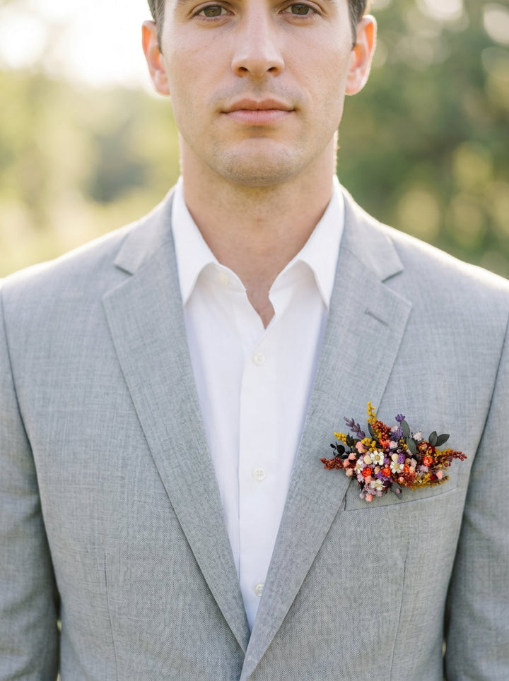 Wildflower Pocket Boutonniere: Groom Accessory, Garden Wedding – handmade floral hair accessory by magaela