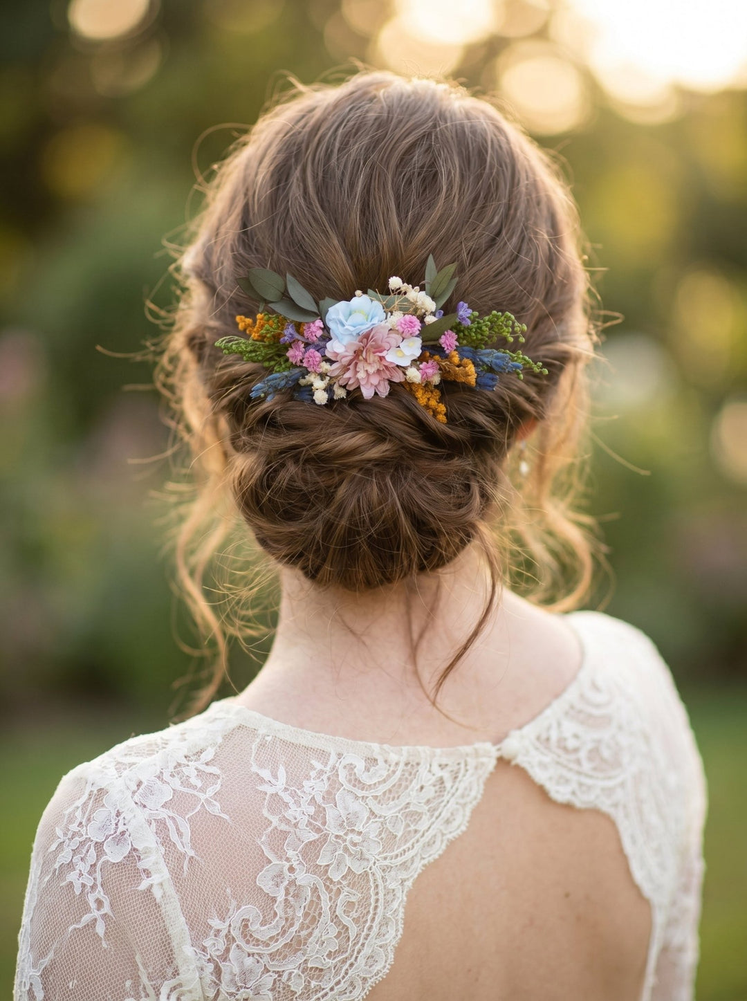 Wildflower Wedding Hair Comb – Handmade Meadow Bridal Hairpiece – handmade floral hair accessory by magaela