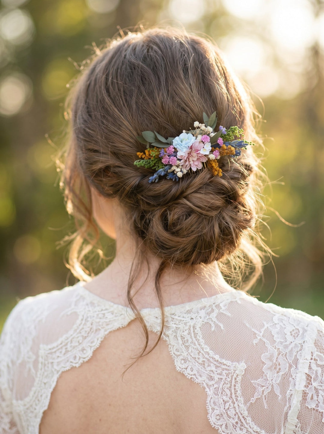 Wildflower Wedding Hair Comb – Handmade Meadow Bridal Hairpiece – handmade floral hair accessory by magaela