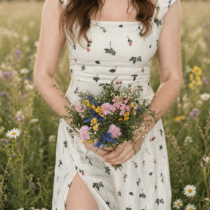 Wildflower Bridal Bouquet: Summer Meadow Wedding, Cottagecore Style – handmade floral hair accessory by magaela