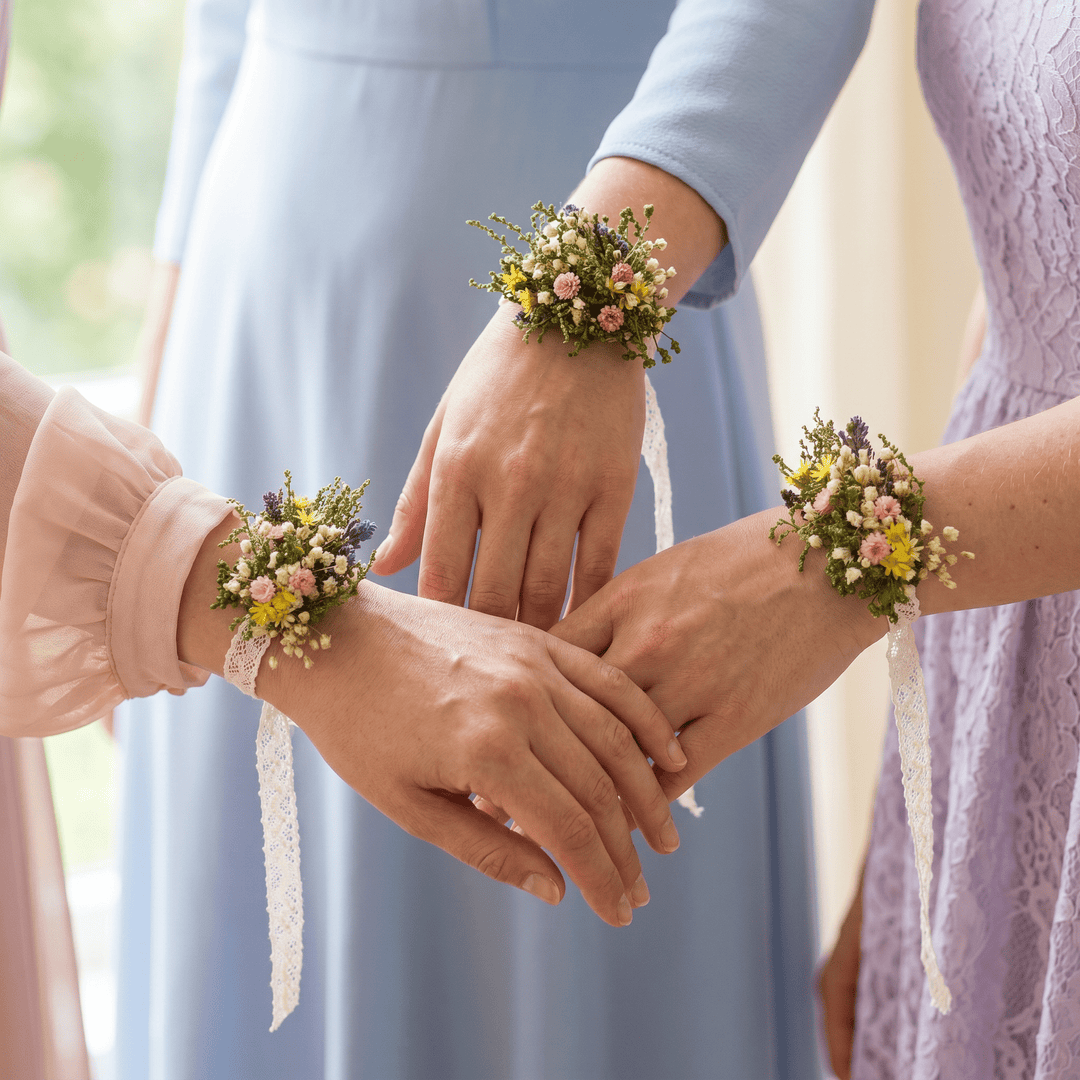 Meadow Flower Bracelet, Boho Bridal Jewelry – handmade floral hair accessory by magaela