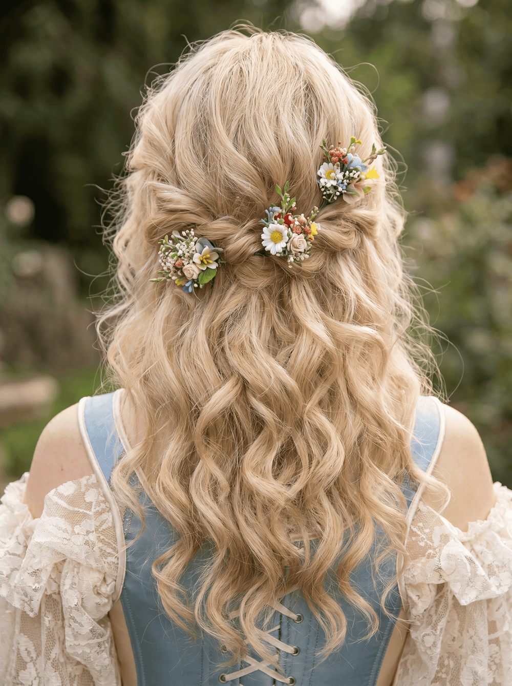 Bridal Meadow Daisy Hair Accessories: Wildflowers hairpins – handmade floral hair accessory by magaela