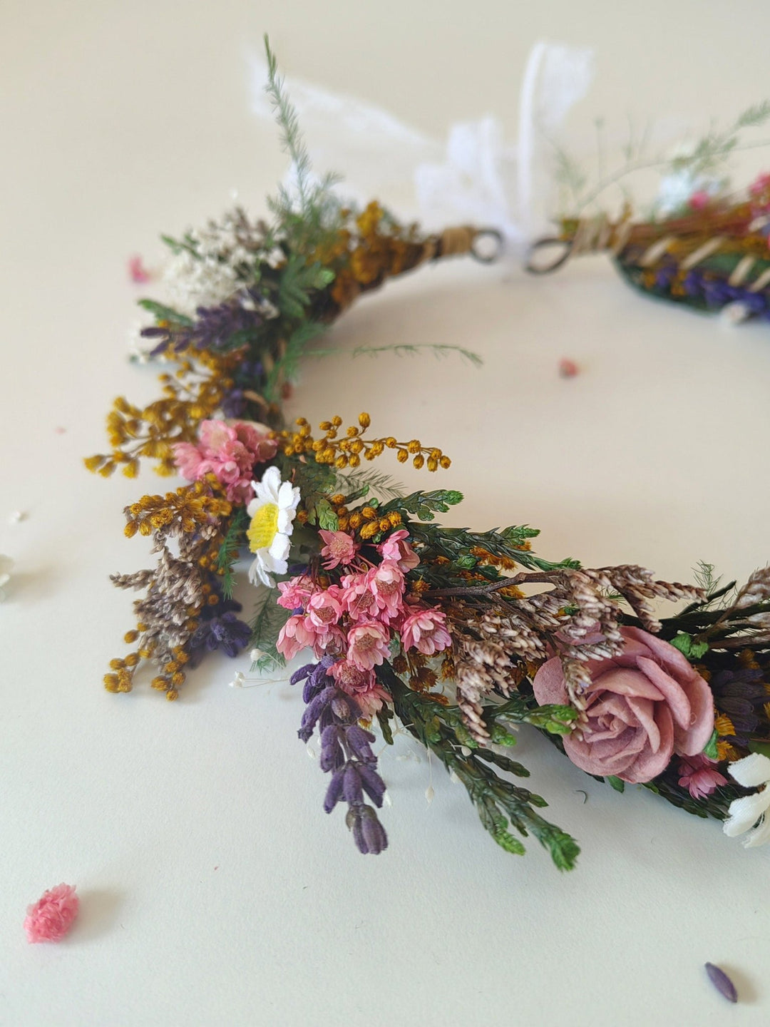 Woodland Flower Wreath: Boho Wedding Bridal Hair Crown – handmade floral hair accessory by magaela