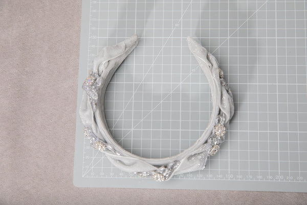 Silver glamour fabric headband