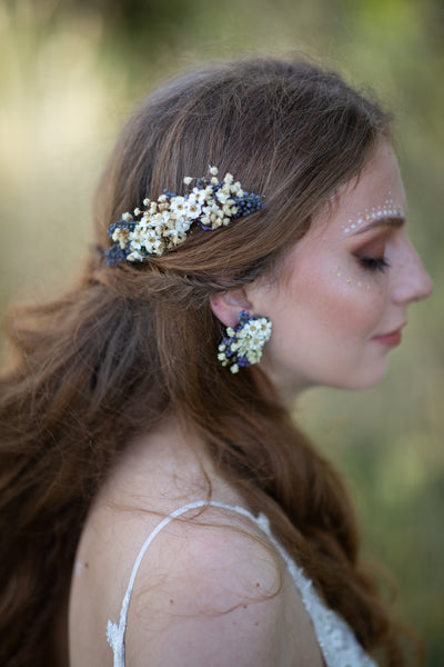 Natural lavender hair comb Violet and white floral comb Magaela Wedding flower comb Hochzeit Bridal comb Hair accessories Baby's breath comb