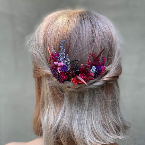 Red and purple flower hair pins Wedding hair pin Bridal accessories