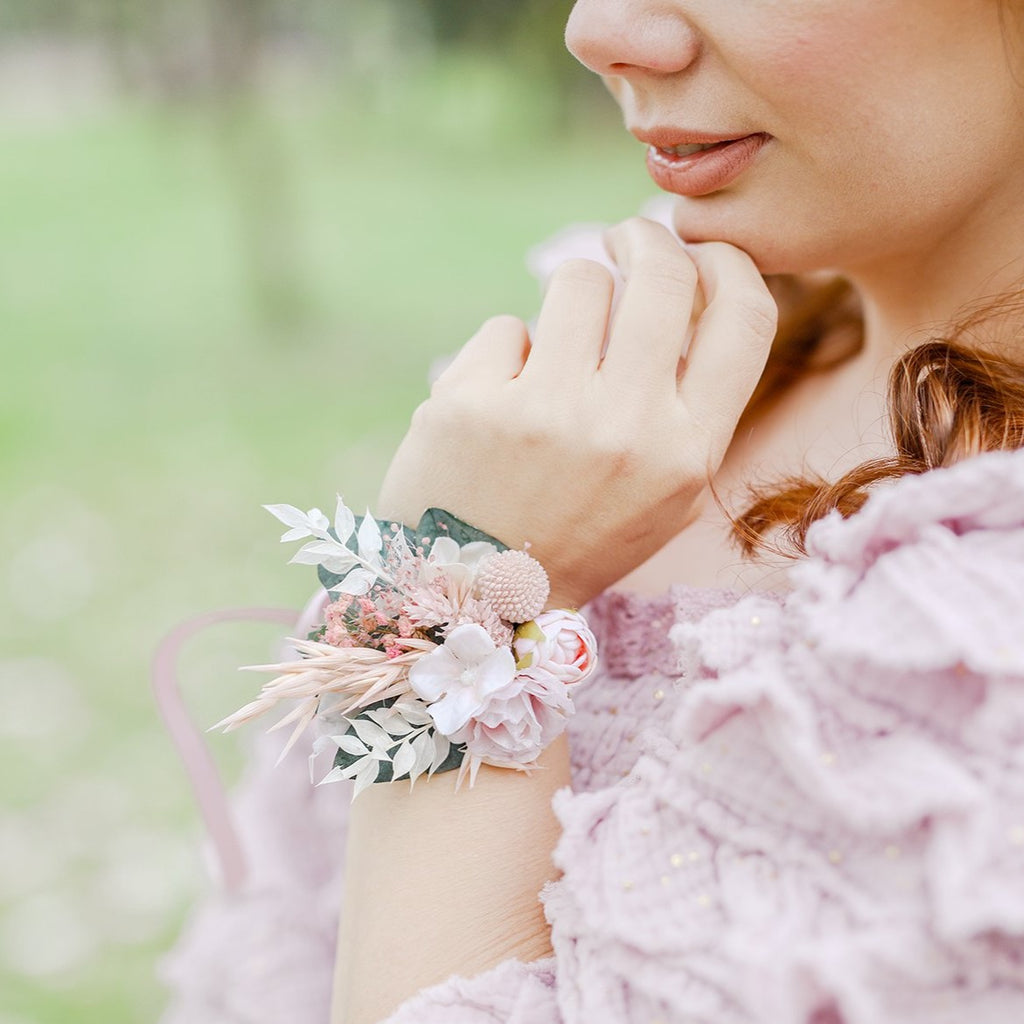 Romantic Blush Flower Bracelet Wedding Wrist Corsage Pink Peony And Ivory  Bracelet With Ribbon Adjustable Bridesmaid Bracelets Customsiable   teachingcarecom